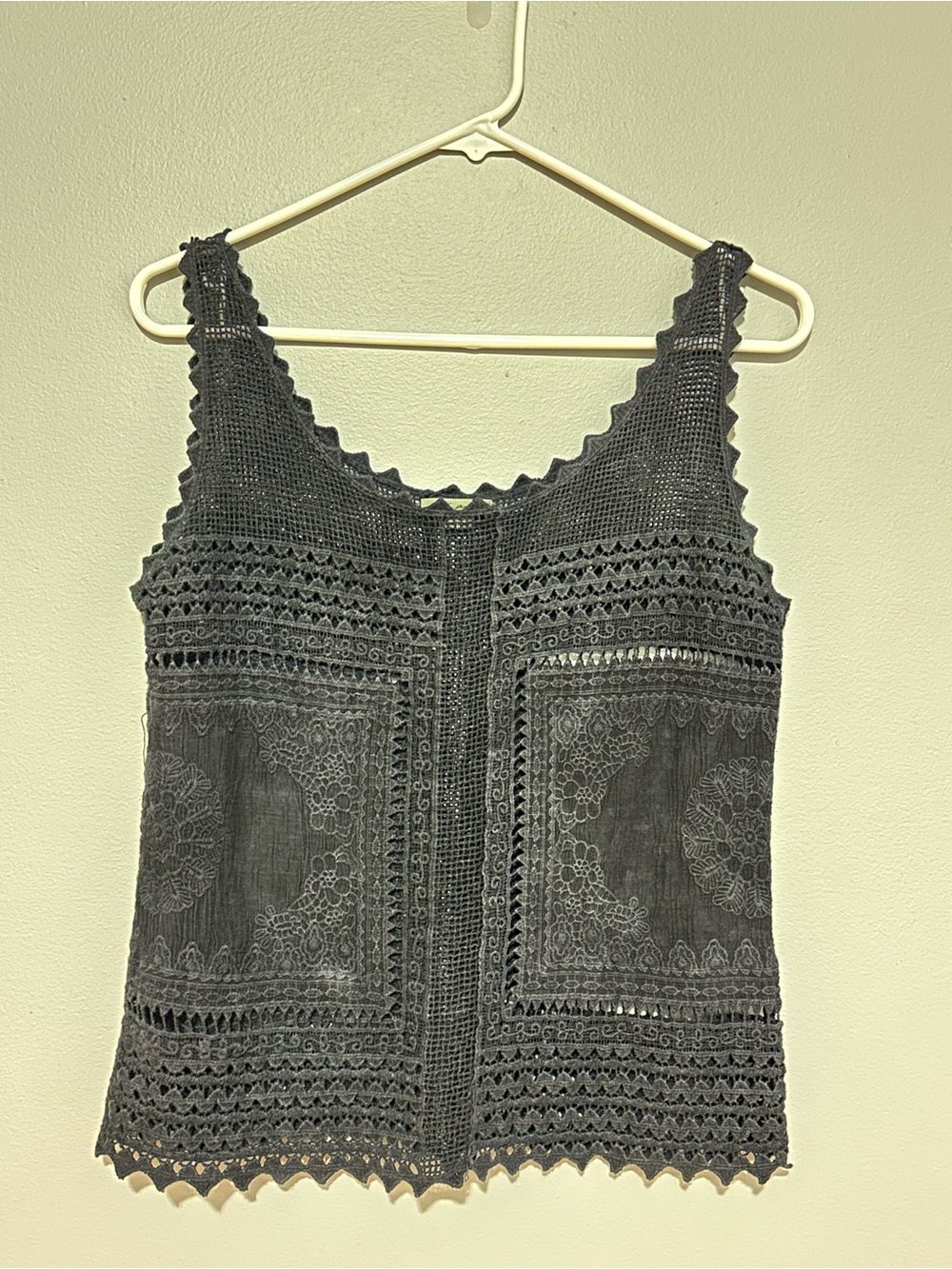 Ultra Pink Charcoal Gray Crochet Lace Top